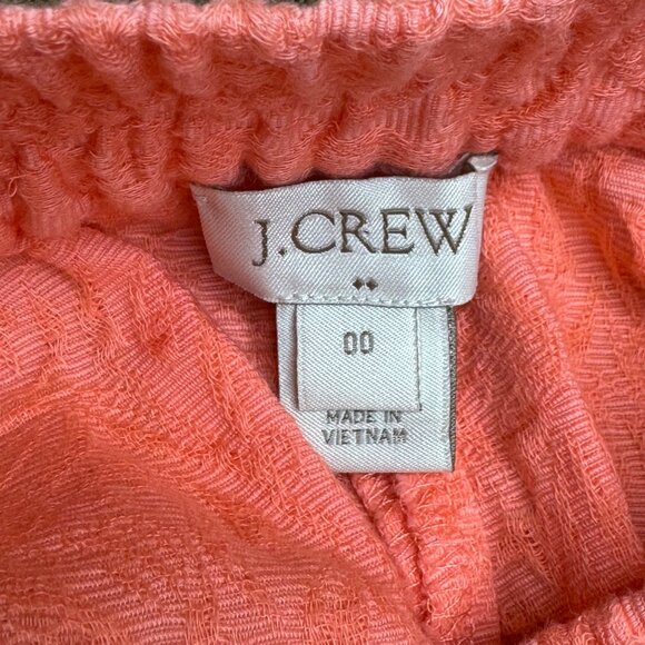 J. Crew Womens Shorts 00 Textured Coral Cotton Elastic Waist Pockets - Picture 3 of 7